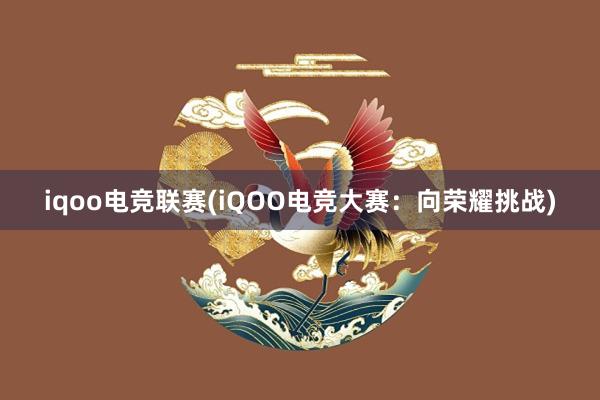 iqoo电竞联赛(iQOO电竞大赛：向荣耀挑战)