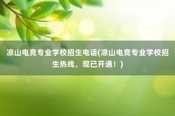 凉山电竞专业学校招生电话(凉山电竞专业学校招生热线，现已开通！)