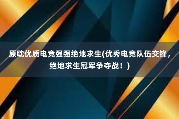 原耽优质电竞强强绝地求生(优秀电竞队伍交锋，绝地求生冠军争夺战！)