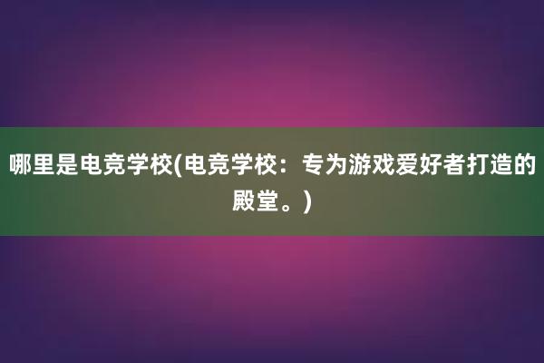 哪里是电竞学校(电竞学校：专为游戏爱好者打造的殿堂。)