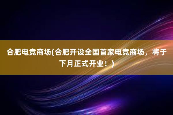 合肥电竞商场(合肥开设全国首家电竞商场，将于下月正式开业！)