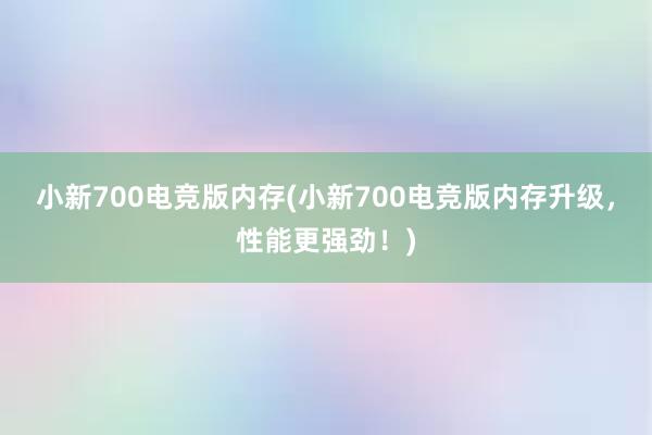 小新700电竞版内存(小新700电竞版内存升级，性能更强劲！)