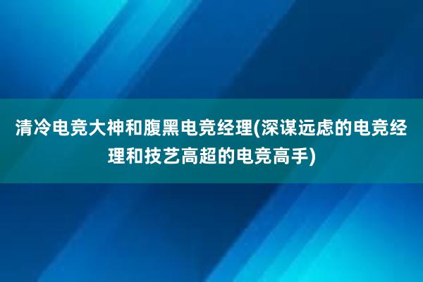 清冷电竞大神和腹黑电竞经理(深谋远虑的电竞经理和技艺高超的电竞高手)