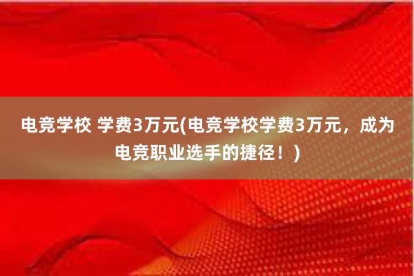 电竞学校 学费3万元(电竞学校学费3万元，成为电竞职业选手的捷径！)