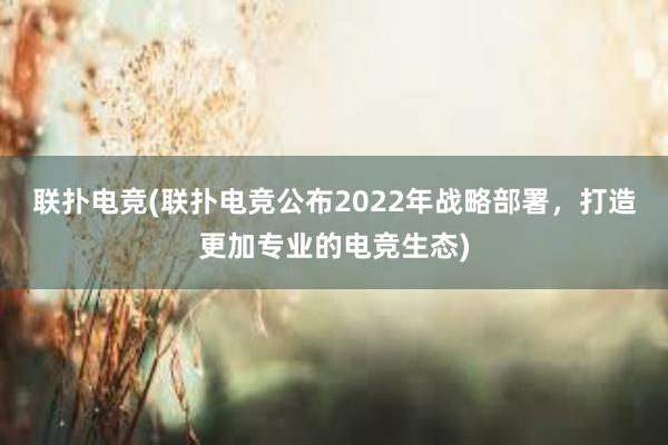 联扑电竞(联扑电竞公布2022年战略部署，打造更加专业的电竞生态)