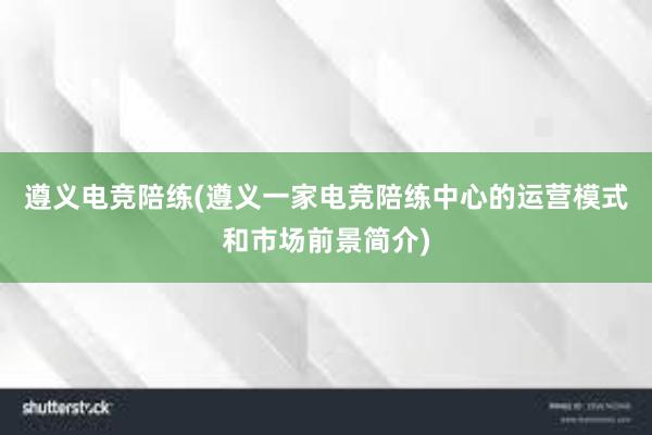 遵义电竞陪练(遵义一家电竞陪练中心的运营模式和市场前景简介)