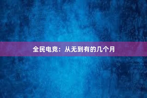 全民电竞：从无到有的几个月