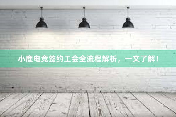 小鹿电竞签约工会全流程解析，一文了解！