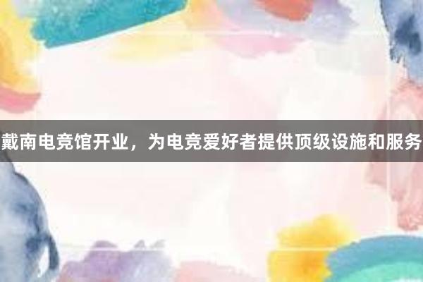 戴南电竞馆开业，为电竞爱好者提供顶级设施和服务