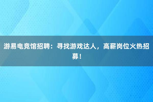 游易电竞馆招聘：寻找游戏达人，高薪岗位火热招募！