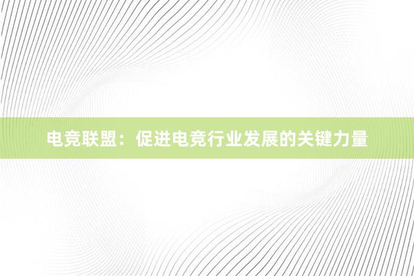 电竞联盟：促进电竞行业发展的关键力量